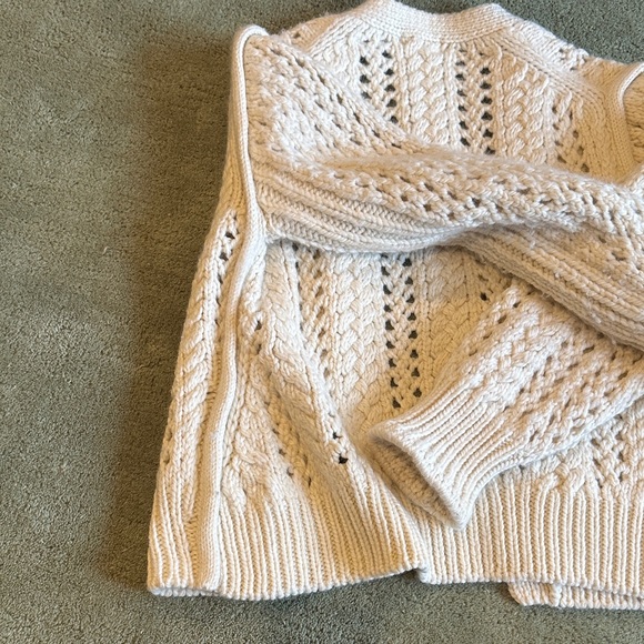 A.L.C. Cream Chunky Cable Knit 100% Merino Wool Cardigan Size XS - Picture 9 of 10